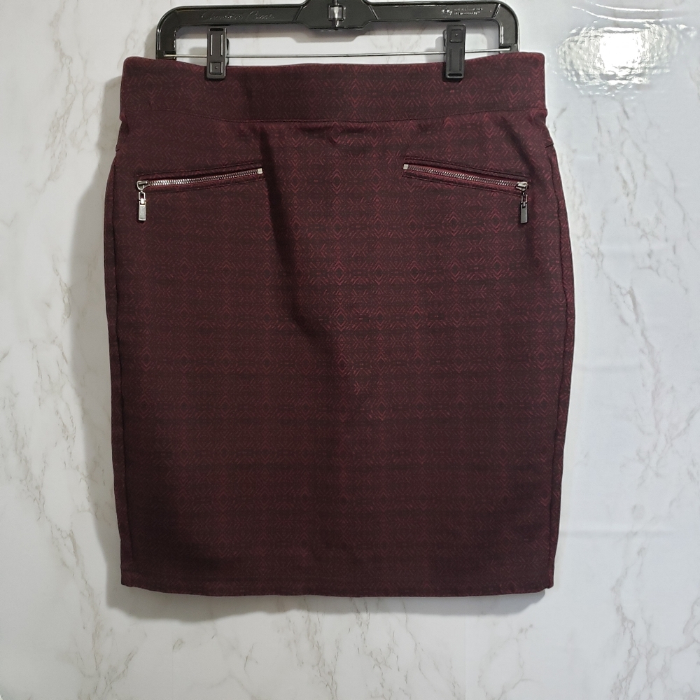 Liverpool Wine/Black Pencil Skirt (8)